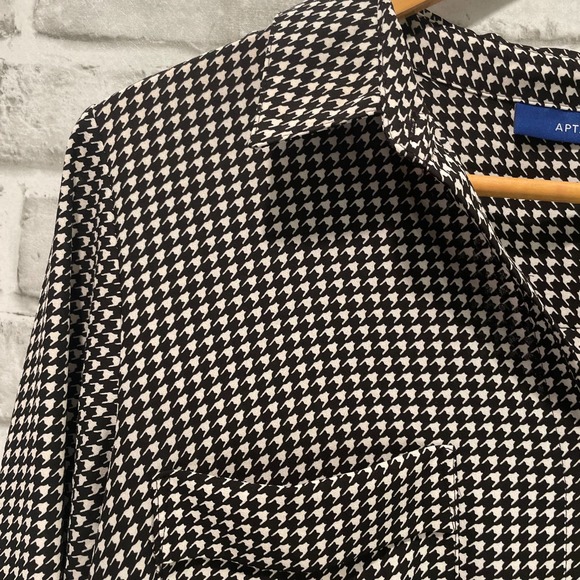Apt 9 Black White Button Up Shirt Wrinkle Resistant Oversized Large - Picture 7 of 10